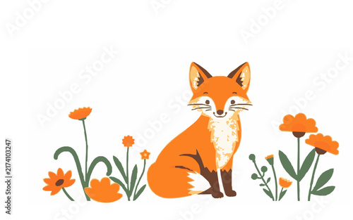 Cute Woodland Fox – Cute Children's Cartoon Vector Illustration Icon for Kids Books, Nursery Decor, Apps, Stickers, Prints & Educational Design