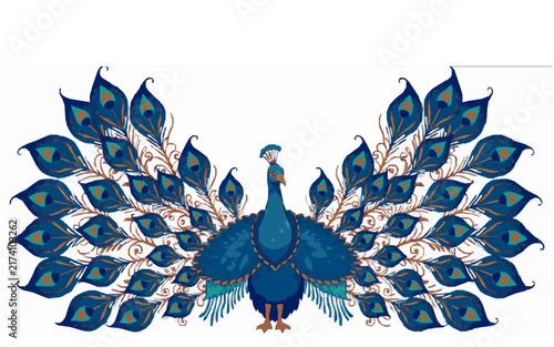 Elegant Peacock – Cute Children's Cartoon Vector Illustration Icon for Kids Books, Nursery Decor, Apps, Stickers, Prints & Educational Design