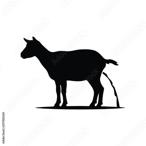 Pissing goat silhouette icon vector flat design.