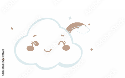 Friendly Cloud – Cute Children's Cartoon Vector Illustration Icon for Kids Books, Nursery Decor, Apps, Stickers, Prints & Educational Design