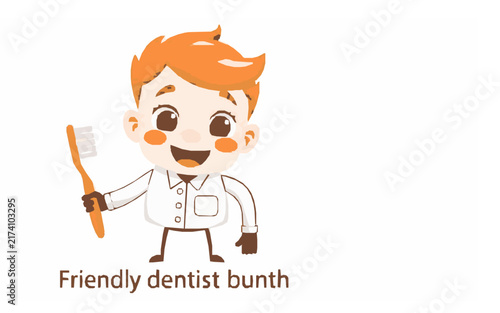 Friendly Dentist Character – Cute Children's Cartoon Vector Illustration Icon for Kids Books, Nursery Decor, Apps, Stickers, Prints & Educational Design