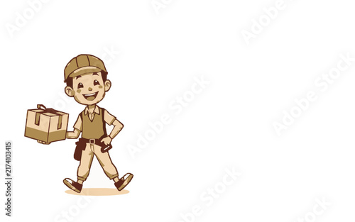 Happy Delivery Driver – Cute Children's Cartoon Vector Illustration Icon for Kids Books, Nursery Decor, Apps, Stickers, Prints & Educational Design