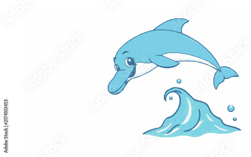 Happy Dolphin – Cute Children's Cartoon Vector Illustration Icon for Kids Books, Nursery Decor, Apps, Stickers, Prints & Educational Design