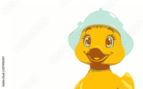 Happy Duck – Cute Children's Cartoon Vector Illustration Icon for Kids Books, Nursery Decor, Apps, Stickers, Prints & Educational Design