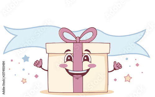 Happy Gift Box – Cute Children's Cartoon Vector Illustration Icon for Kids Books, Nursery Decor, Apps, Stickers, Prints & Educational Design