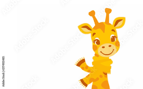 Happy Giraffe – Cute Children's Cartoon Vector Illustration Icon for Kids Books, Nursery Decor, Apps, Stickers, Prints & Educational Design