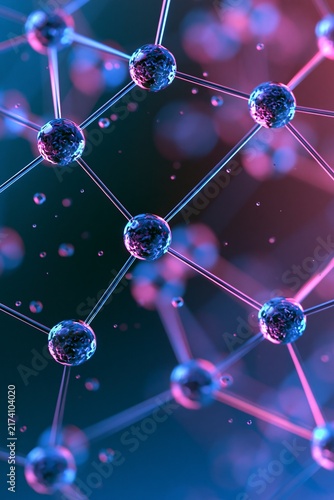 Abstract science molecular structure concept with glowing neon light effect