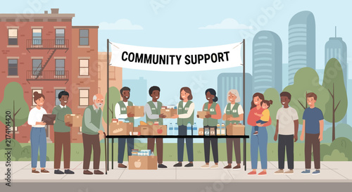 Принти на полотні Social Welfare and Humanitarian Aid Flat Design Banner
