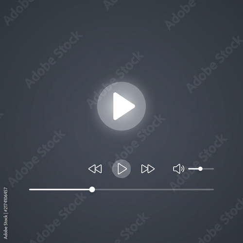 Modern media player controls on dark background