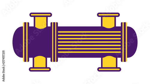 Heat Exchanger Isolated Icon Purple Yellow Industrial Equipment