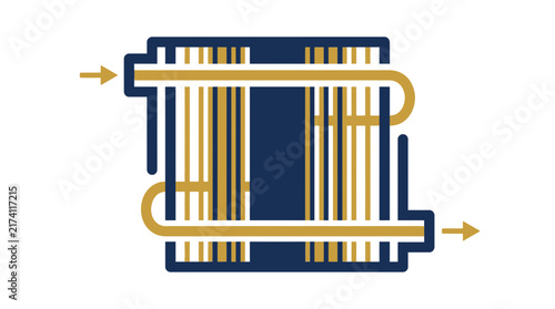 Heat Exchanger Icon, Industrial Equipment, Energy Transfer
