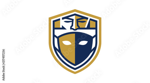 Heraldic Shield with Dual Face Symbol - Theatre, Drama, Identity