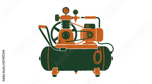 Industrial Air Compressor Machine Isolated On White Background
