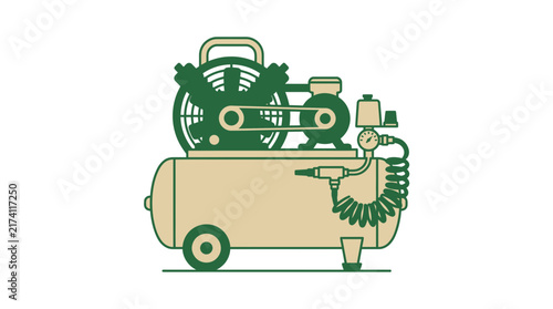 Industrial Air Compressor Machine Isolated on White Background