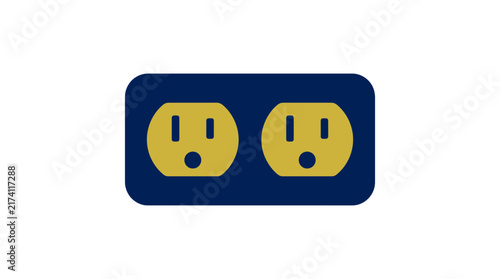 Double electrical outlet isolated on transparent background, power connection