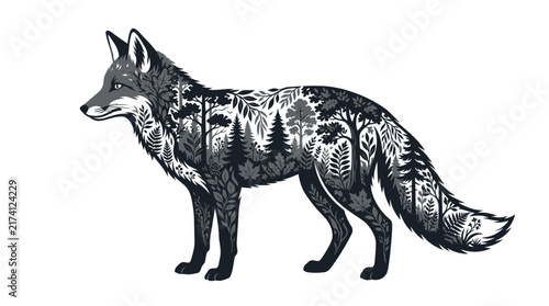 фотографія Forest Landscape Fox Silhouette