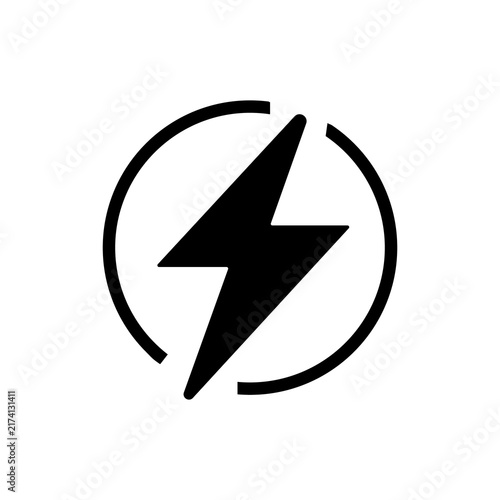 Lightning Bolt in Circle Vector Icon Isolated on White Background