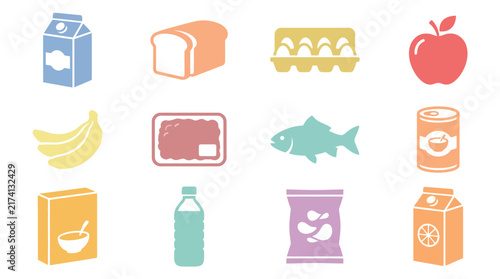 Food items on white background.