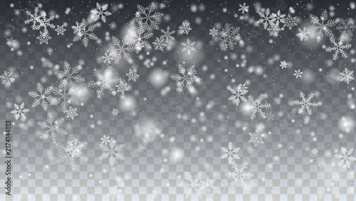 Canvas Print christmas snowflakes falling snow overlay winter background snowfall frost holid