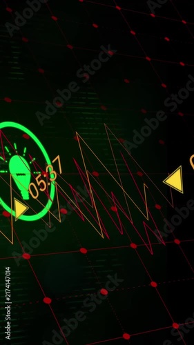 The video is a digitally generated animation of a camera and bub icons over a black background