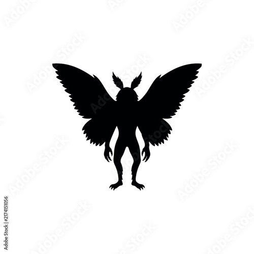 Mothman silhouette vector flat design on white background.
