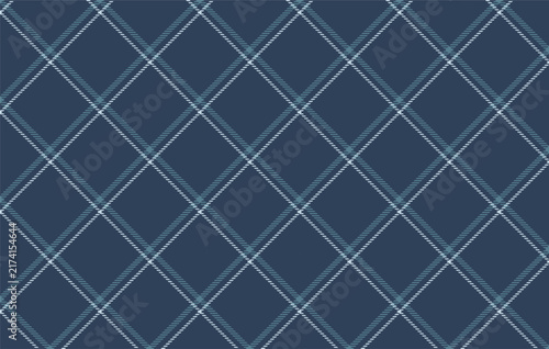 Navy blue seamless windowpane background. Checkered plaid repeating tattersall plaid pattern for formal clothing design