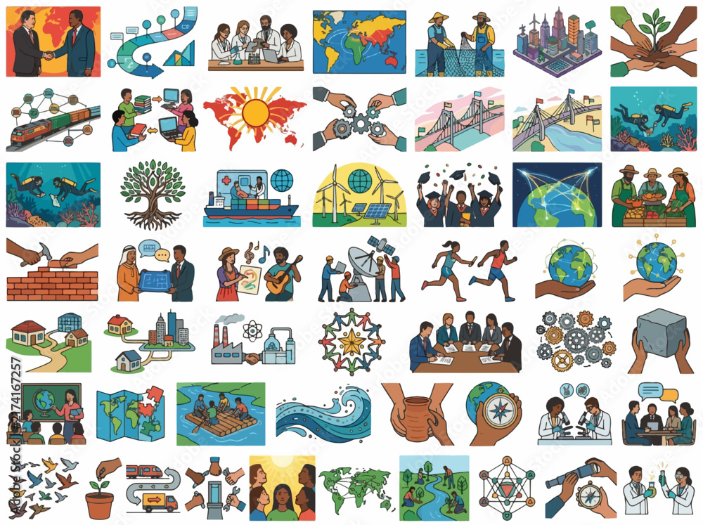 Naklejka premium Empowering the Global South: Sustainable Partnerships & Technical Innovation