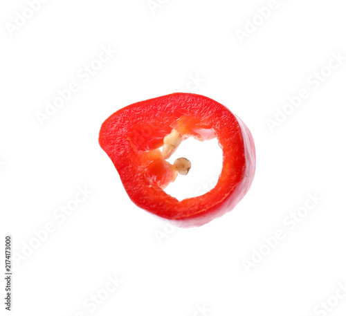 Obraz na płótnie Aromatic spice. One piece of chili pepper isolated on white