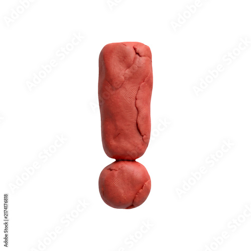 plasticine exclamation point - 3d playdough symbol - Suitable for modelling, stop-Motion Animation or sculpting related subjects