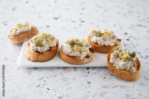 Homemade fish pate with capers