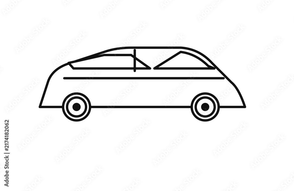Naklejka premium Clean sedan car icon isolated on white background flat vector illustration