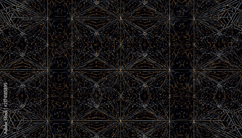 Wireframe grid pattern showcases intricate dark geometric lattice lines.