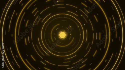Quantum Gold Premium AI Processing Core Cybernetic Rings Seamless Loop - 4K Seamless Loop