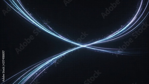 Swirling light trails, with subtle sparkles, create an abstract, energetic, and elegant dark background