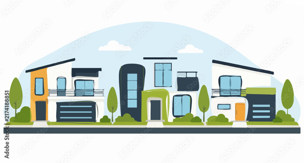 Obraz premium Modern houses property listing illustration for buyers