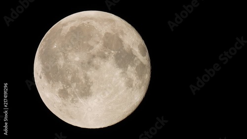 Full Moon Close-Up Over Dark Night
