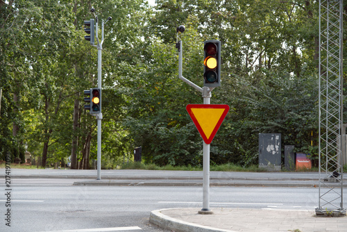 Photography traffic light on the road, Nacka,Sverige,Sweden,Stockholm ,summer