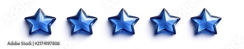 Five Sparkling Blue Stars On White Backgrounds