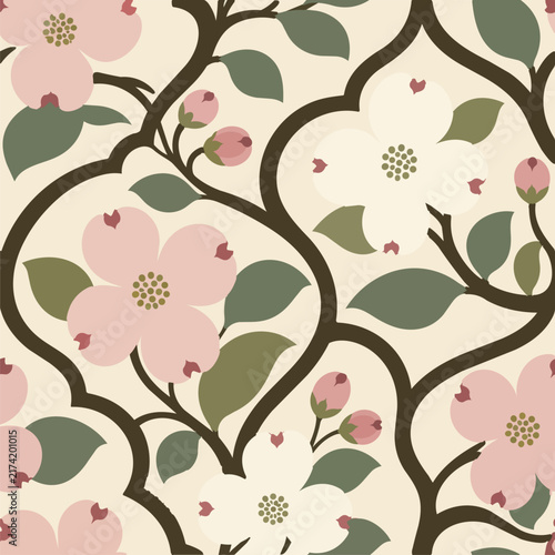 Elegant Dogwood Floral Seamless Pattern Source