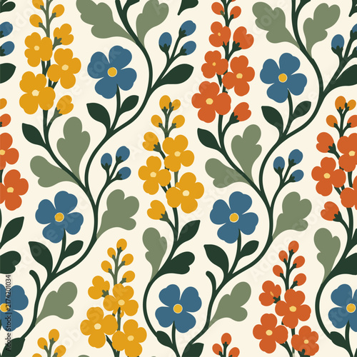 Scandinavian Vinca Floral Seamless Pattern Source