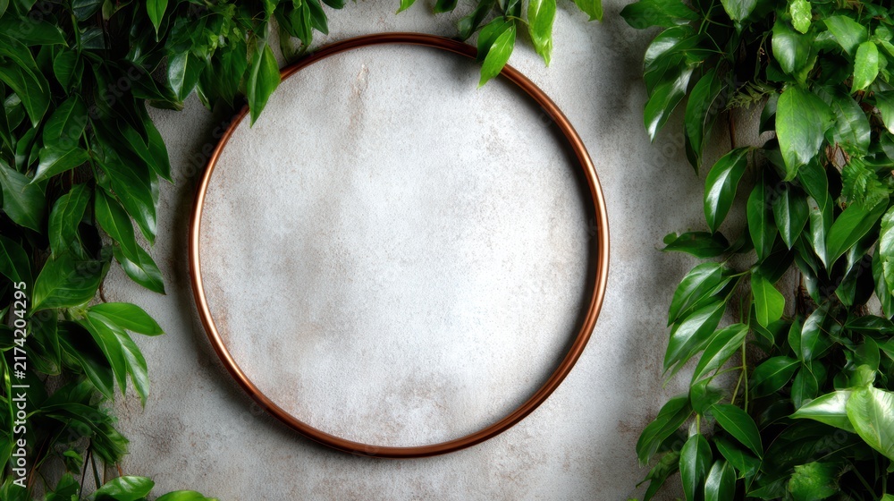 An empty rustic frame elegantly displayed amidst lush green leaves, symbolizing the beauty of nature and the potential for artistic inspiration in every environment.