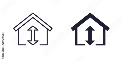house height icon, line and solid design