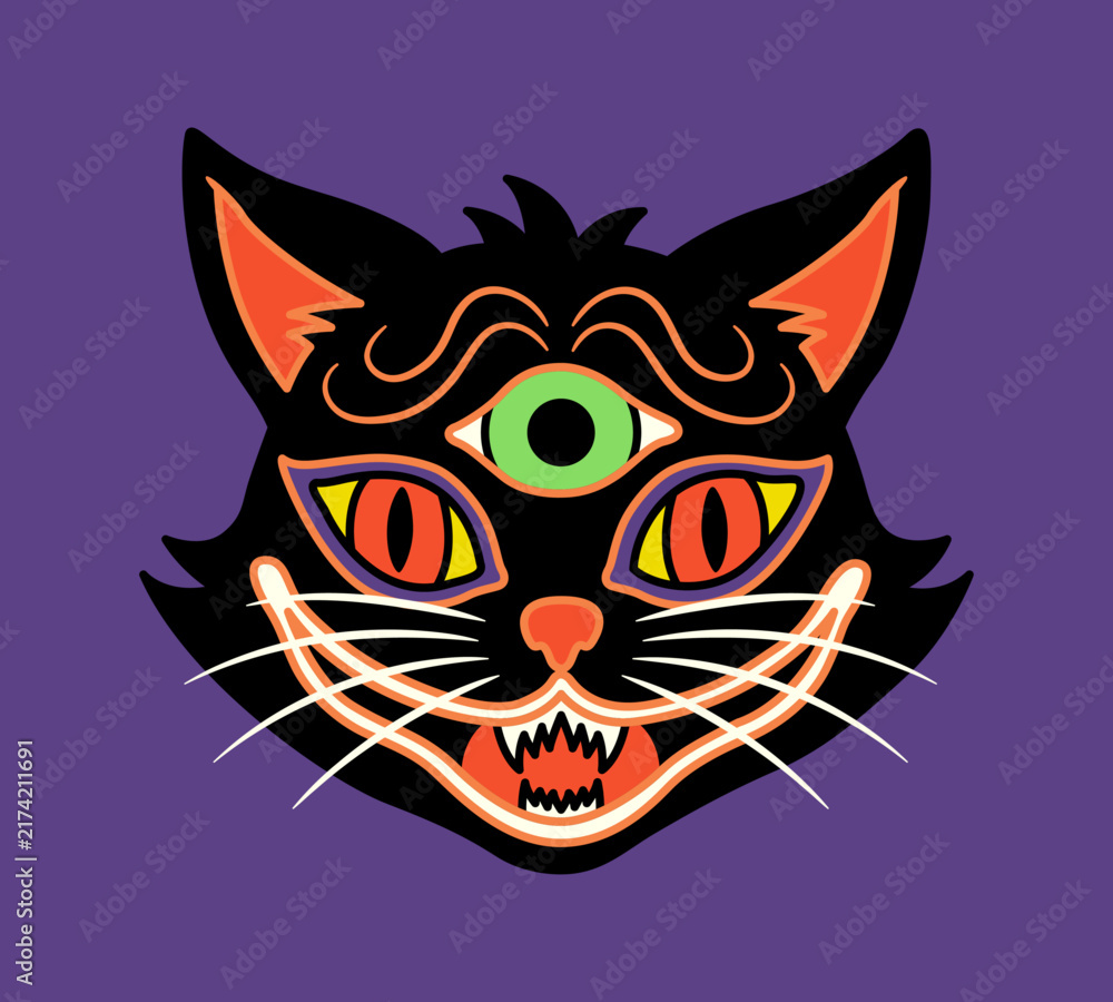 Fototapeta premium Three-Eyed Halloween Cat
