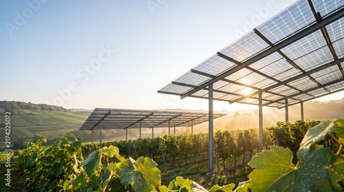 Innovative Dual-Use Agrivoltaics Photovoltaic Canopy Structure Standing Over Lush
