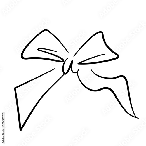 Ribbon bow ornament christmas line art handdrawn decoration