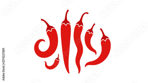 Collection of vibrant red chili peppers arranged on a plain background.
