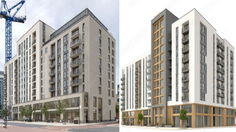 Fototapeta premium Modern apartment buildings architectural exterior renderings and design