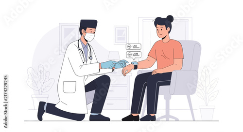 Medical Professional Examining Patient's Smartwatch Displaying Electronic Lab Results