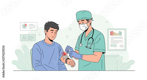 Medical Professional Examining Patient's Smartwatch Displaying Health Metrics and Data