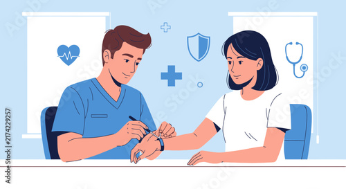Medical Professional Examining Patient's Smartwatch Health Data In A Modern Doctor's Office